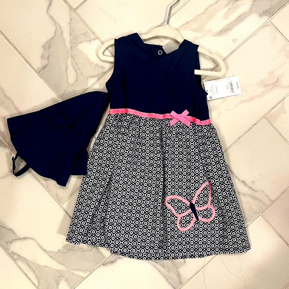 NWT Butterfly dress with bloomers and hat